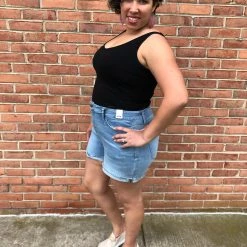 Iris & Rainbow Boutique #J731 Bailey's Cuffed Hem Mid Rise Judy Blue Shorts