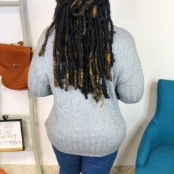 Iris & Rainbow Boutique New Arrivals #K878 Neutral Lines Henley Top (Heather Grey)