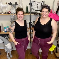 Iris & Rainbow Boutique #H207 Burgundy Patchwork Joggers - 6022 New Arrivals