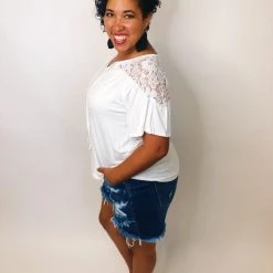 Iris & Rainbow Boutique #K421 Floral Lace Shoulders (White)