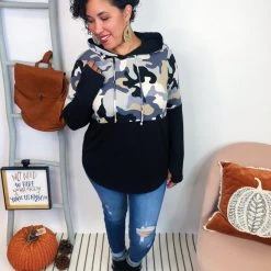 Iris & Rainbow Boutique #K982 Desert Camo Hooded Top New Arrivals