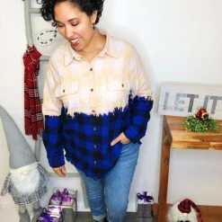 Iris & Rainbow Boutique #L425 Dipped In Plaid Top (blue) New Arrivals