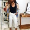 Iris & Rainbow Boutique New Arrivals #M322 Greater Love White Crop Judy Blue Jeans