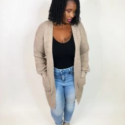 Iris & Rainbow Boutique New Arrivals #K755 Cords Of Love Cardigan (Taupe)