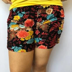 Iris & Rainbow Boutique #C155 Black Floral Harem Shorts
