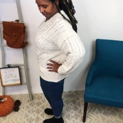 Iris & Rainbow Boutique #K893 Bend In The Road Sweater (Ivory) New Arrivals