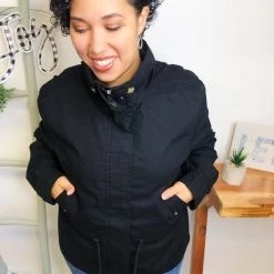 Iris & Rainbow Boutique #L560 Trendy Temptation Utility Jacket (Black) New Arrivals