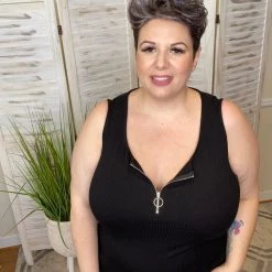 Iris & Rainbow Boutique #K238 Show Me Your Best Shot Sleeveless Top (BLACK)