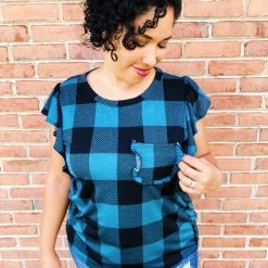 Iris & Rainbow Boutique K525 Nothing Better Than Plaid Top (Teal) New Arrivals