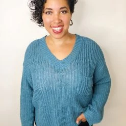 Iris & Rainbow Boutique New Arrivals #K478 Emma's Cozy Sweater (Faded Teal)