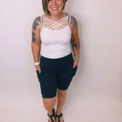 Iris & Rainbow Boutique #K287 Mono B Pocket Biker Shorts (Dark Navy)