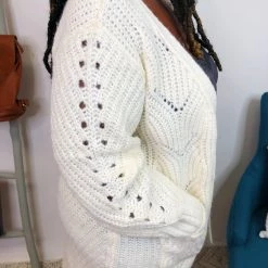 Iris & Rainbow Boutique New Arrivals #K835 Floating In The Clouds POL Cardigan (Wheat Grain)