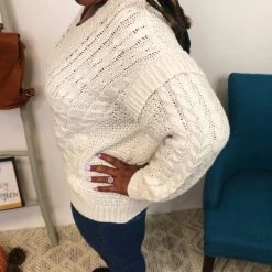 Iris & Rainbow Boutique #K893 Bend In The Road Sweater (Ivory) New Arrivals