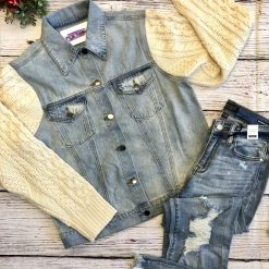 Iris & Rainbow Boutique #H134 Denim Sweater POL Jacket New Arrivals