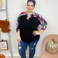 Iris & Rainbow Boutique #K980 Check On It Camo Top