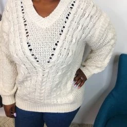 Iris & Rainbow Boutique #K893 Bend In The Road Sweater (Ivory) New Arrivals