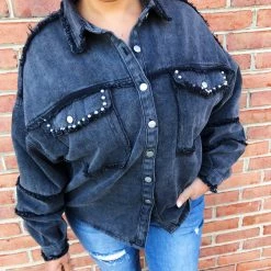 Iris & Rainbow Boutique #L331 Studded In Perfection POL Shacket New Arrivals