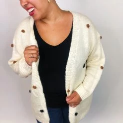 Iris & Rainbow Boutique #K715 Cheerful Pom Pom Sweater (Ivory) New Arrivals