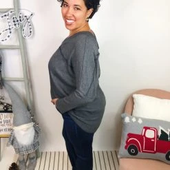 Iris & Rainbow Boutique #L314 All Grey All Day Dolman Top New Arrivals