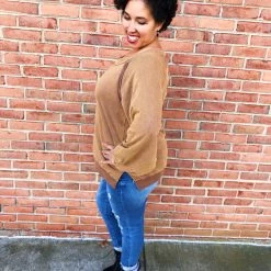 Iris & Rainbow Boutique New Arrivals #L334 Fall On Me POL Pullover (Chocolate)