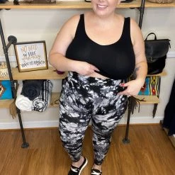 Iris & Rainbow Boutique #E02 Swirling Dreams Tie Dye Leggings (BLACK)