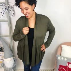 Iris & Rainbow Boutique New Arrivals #L312 Rock The Day Cardigan (Olive)