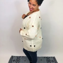 Iris & Rainbow Boutique #K715 Cheerful Pom Pom Sweater (Ivory) New Arrivals