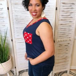 Iris & Rainbow #J933 Before You Go Sleeveless Top (Red & Navy)