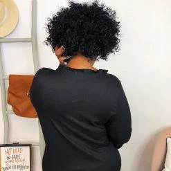 Iris & Rainbow Boutique New Arrivals #K815 Ribbed & Ruffled Top (Black)