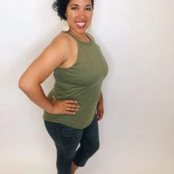 Iris & Rainbow Boutique #K197 Rocker Girl Tank (ARMY GREEN) New Arrivals