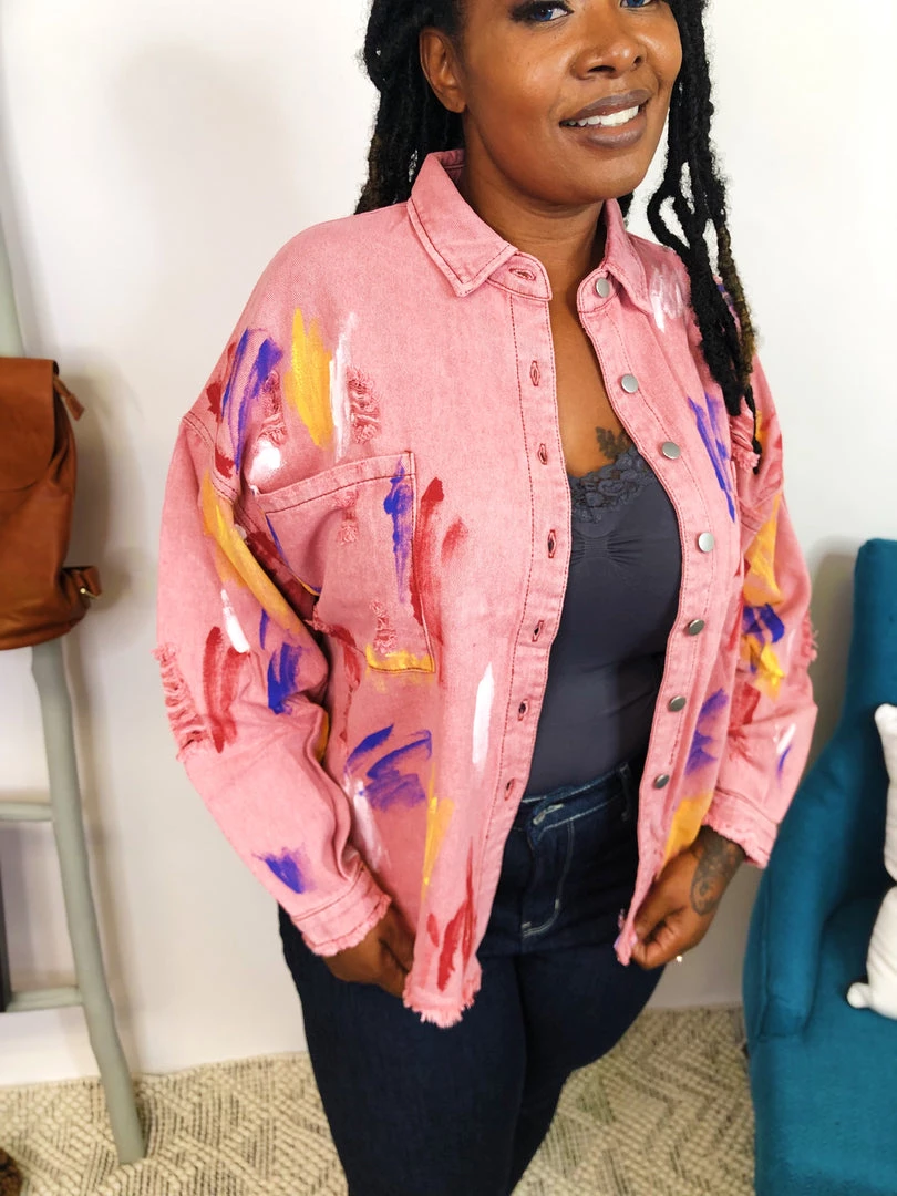 Iris & Rainbow Boutique #K837 Painting Life In Color POL Jacket 4 Iris & Rainbow Boutique #K837 Painting Life In Color POL Jacket