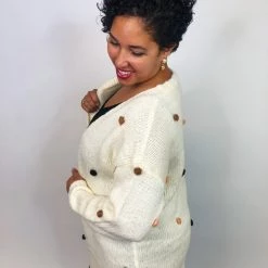 Iris & Rainbow Boutique #K715 Cheerful Pom Pom Sweater (Ivory) New Arrivals