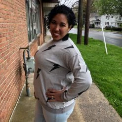 Iris & Rainbow Boutique New Arrivals #J764 Stroke Of Lightening Top (Heather Grey)