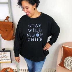Iris & Rainbow Boutique #L204 Stay Wild Moon Child Sweatshirt New Arrivals