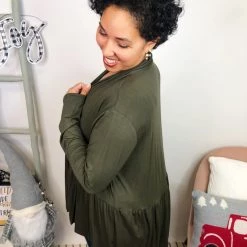 Iris & Rainbow Boutique New Arrivals #L312 Rock The Day Cardigan (Olive)