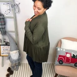 Iris & Rainbow Boutique New Arrivals #L312 Rock The Day Cardigan (Olive)