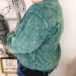 Iris & Rainbow Boutique #L274 Rising Tide POL Shacket (Green)