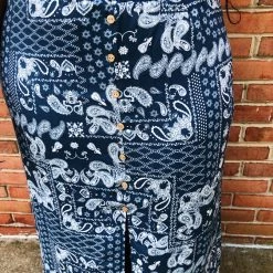 Iris & Rainbow Boutique New Arrivals #K691 Blue Skies In Paradise Paisley Skirt