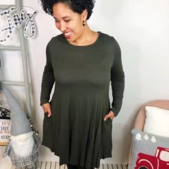 Iris & Rainbow Boutique New Arrivals #L301 Simple And Stunning Dress (Olive)