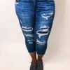 Iris & Rainbow Boutique #K552 Feeling Myself In Contrast Patch Judy Blue Skinny Capri New Arrivals