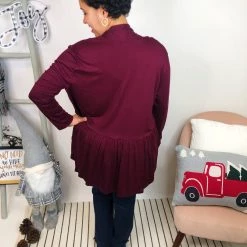 Iris & Rainbow Boutique #L311 Rock The Day Cardigan (Burgundy) New Arrivals