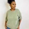 Iris & Rainbow Boutique #K474 Sweet But Distressed Sweatshirt (Earth Sage) New Arrivals