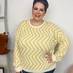 Iris & Rainbow Boutique #K959 Zig Zag Honey Sweater