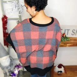 Iris & Rainbow Boutique #L443 *Doorbuster* Plaid About You Top (Red/Black)