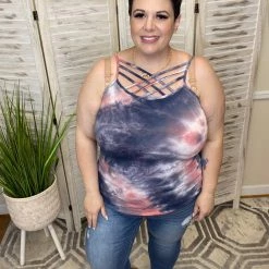 Iris & Rainbow Boutique New Arrivals #K29 Levitating Criss Cross Tie Dye Top