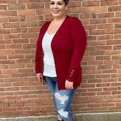 Iris & Rainbow Boutique #C905 Wine Snap Cardigan