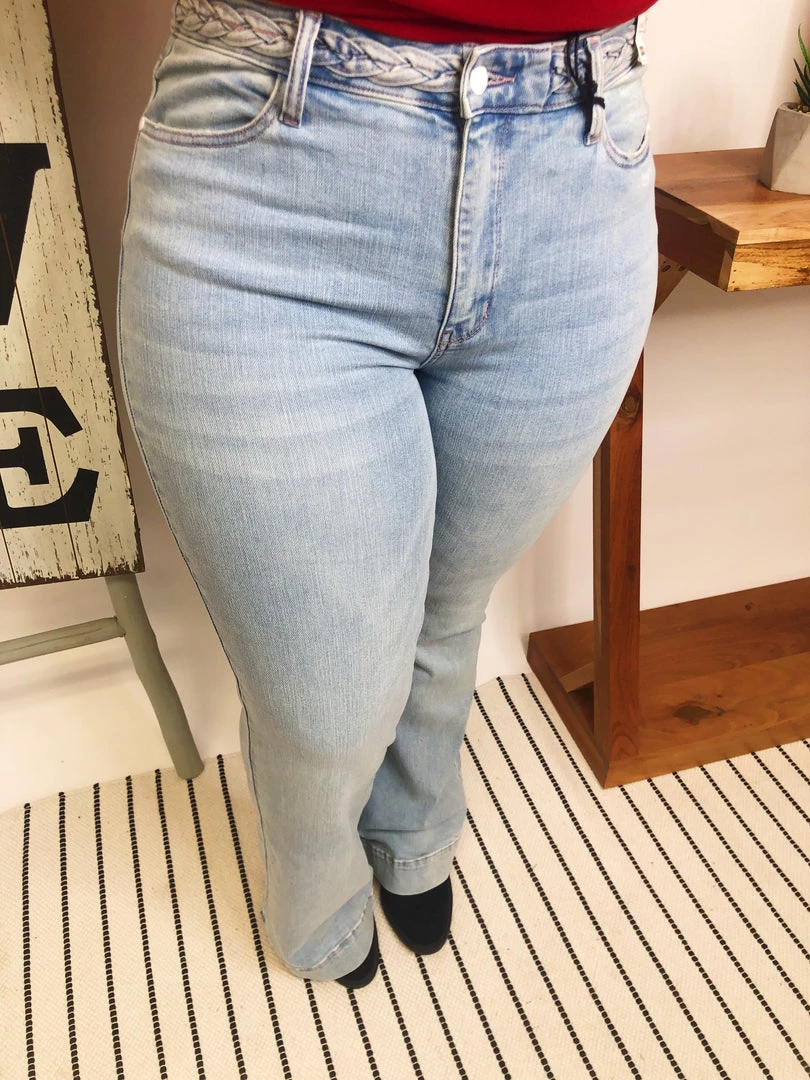 Iris & Rainbow Boutique #M315 Braided On You Flare Judy Blue Jeans 4 Iris & Rainbow Boutique #M315 Braided On You Flare Judy Blue Jeans