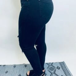 Iris & Rainbow Boutique #K514 Pretty And Wild On Leopard Patch Black Judy Blue Skinny Jeans