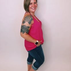 Iris & Rainbow Boutique #K304 Lace Me Down Top (FUSCHIA)