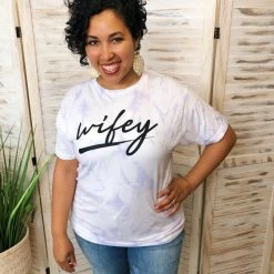 Iris & Rainbow Boutique #K15 Wifey Lilac Tie Dye Tee